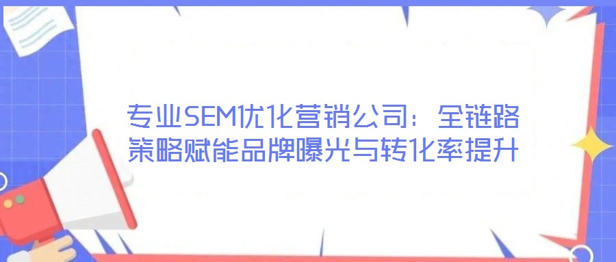 專業(yè)SEM優(yōu)化營(yíng)銷公司:全鏈路策略賦能品牌曝光與轉(zhuǎn)化率提升