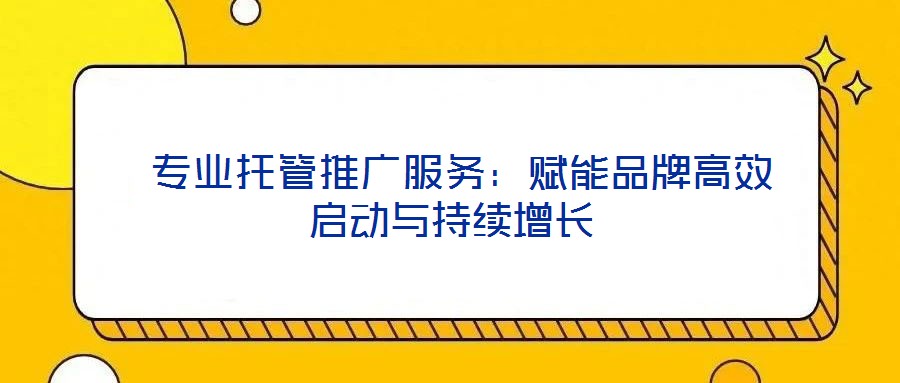 專業(yè)托管推廣服務(wù):賦能品牌高效啟動與持續(xù)增長