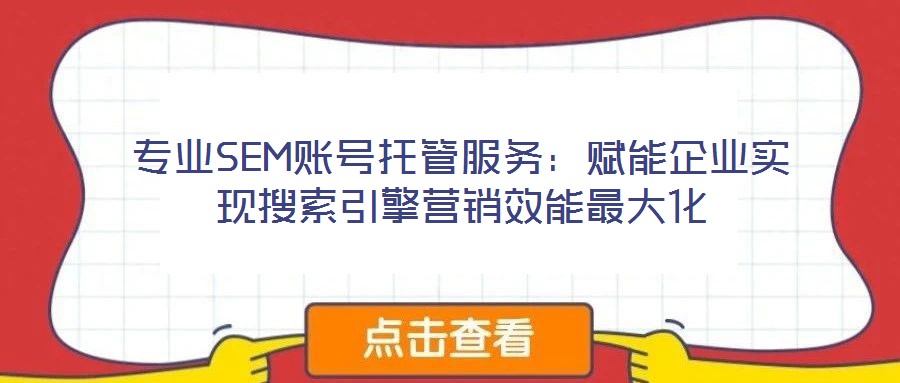 專業(yè)SEM賬號(hào)托管服務(wù):賦能企業(yè)實(shí)現(xiàn)搜索引擎營(yíng)銷效能最大化